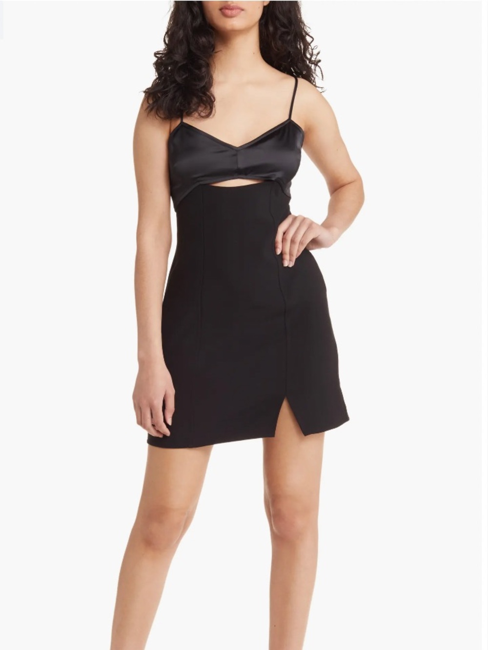Open Edit Mixed Media Cutout Camisole Minidress Sz Small